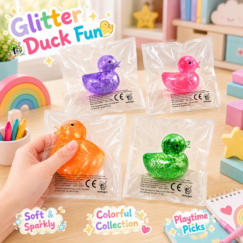 Glitter Duck Toy, Cute Sparkly Animal Toy